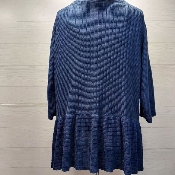 Lane Bryant Peplum Waffle Open Knit Long Length Top Sweater 3/4" Sleeve Textured - Picture 4 of 9